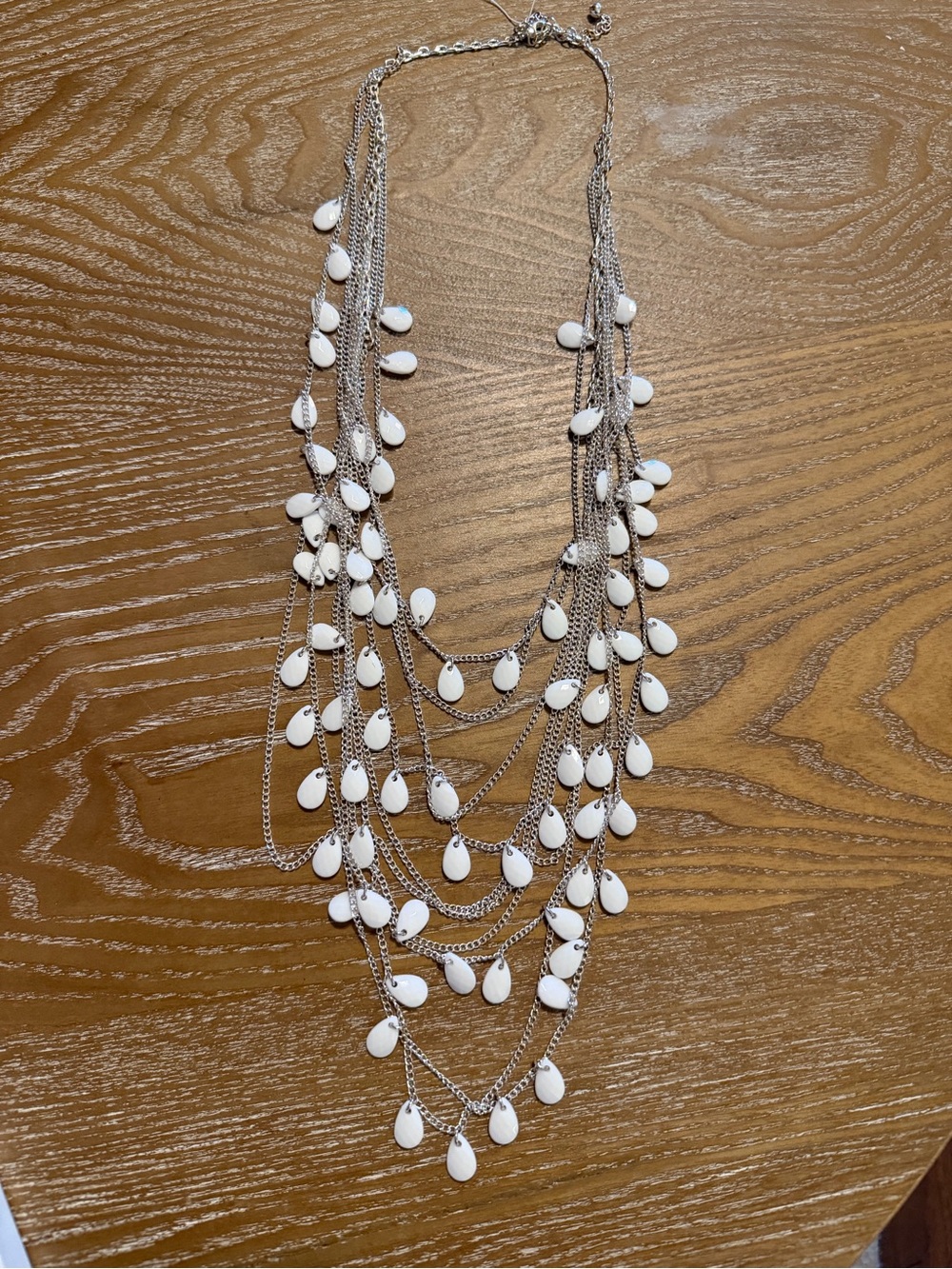 Multi-Strand White Teardrop Necklace - Women's Fashion Jewelry